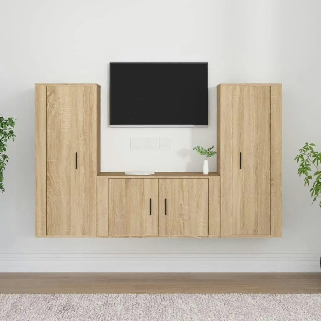 3 Piece TV Cabinet Set Sonoma Oak Engineered Wood 3188753