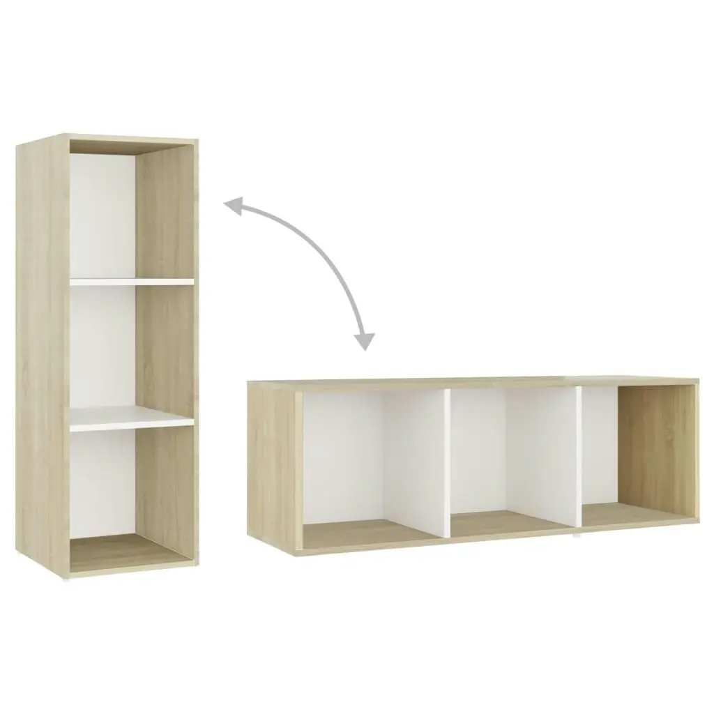 3 Piece TV Cabinet Set White and Sonoma Oak Engineered Wood 3080083