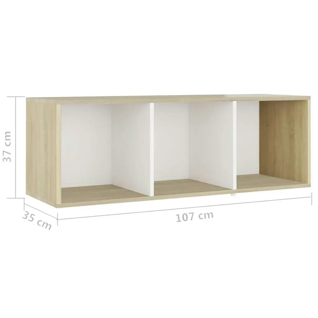 3 Piece TV Cabinet Set White and Sonoma Oak Engineered Wood 3080083