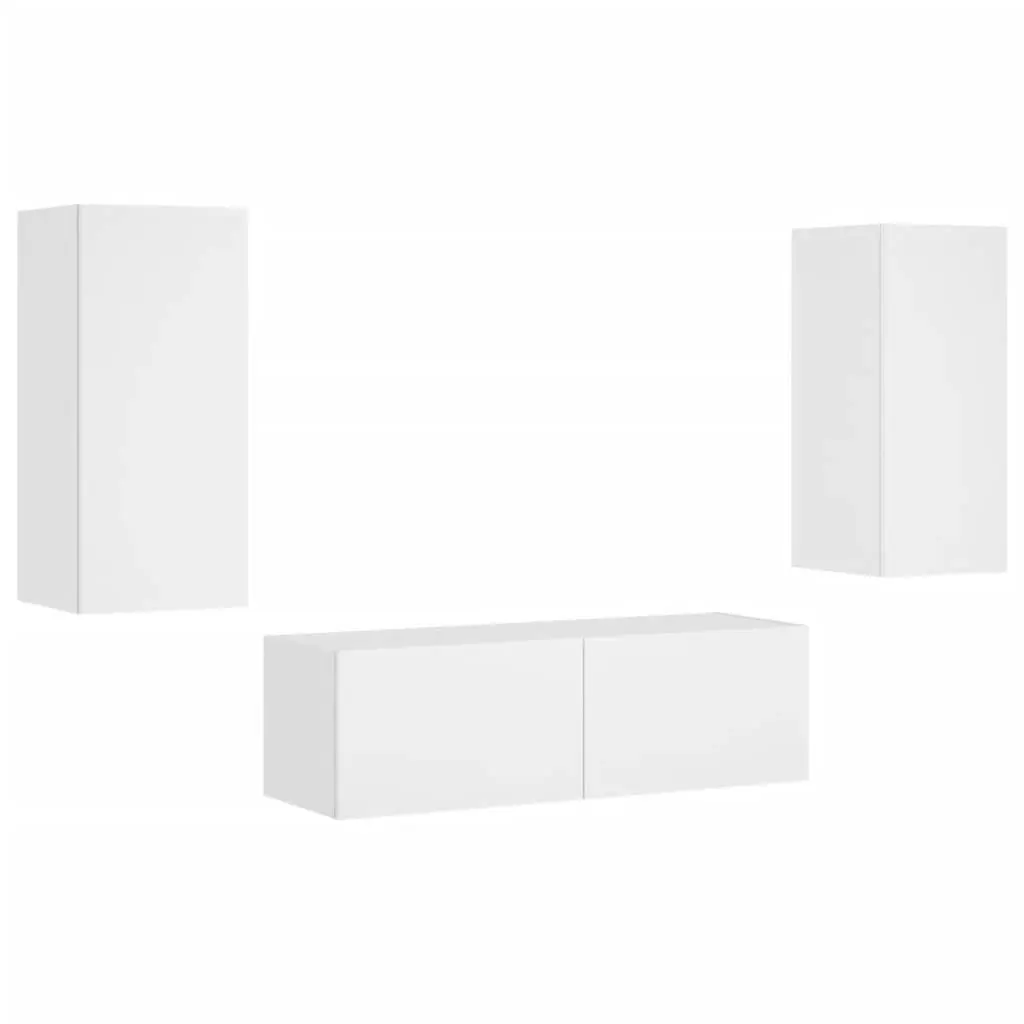 3 Piece TV Wall Cabinets with LED Lights White 3216867