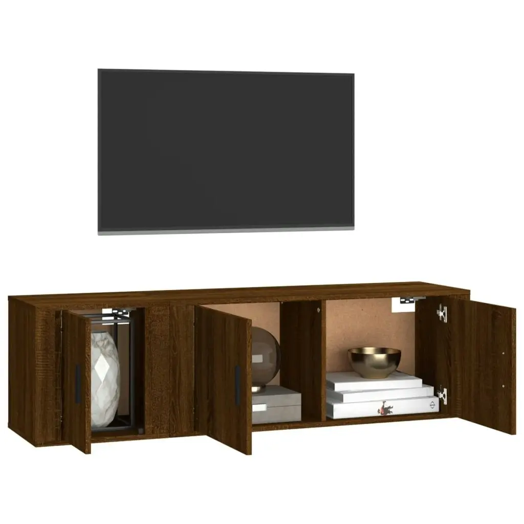 2 Piece TV Cabinet Set Brown Oak Engineered Wood 3188429