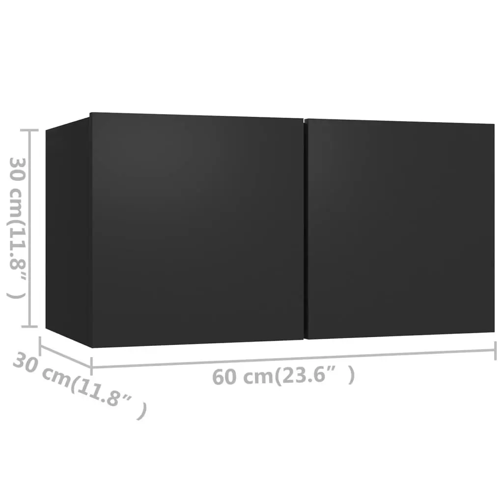 4 Piece TV Cabinet Set Black Engineered Wood 3078790