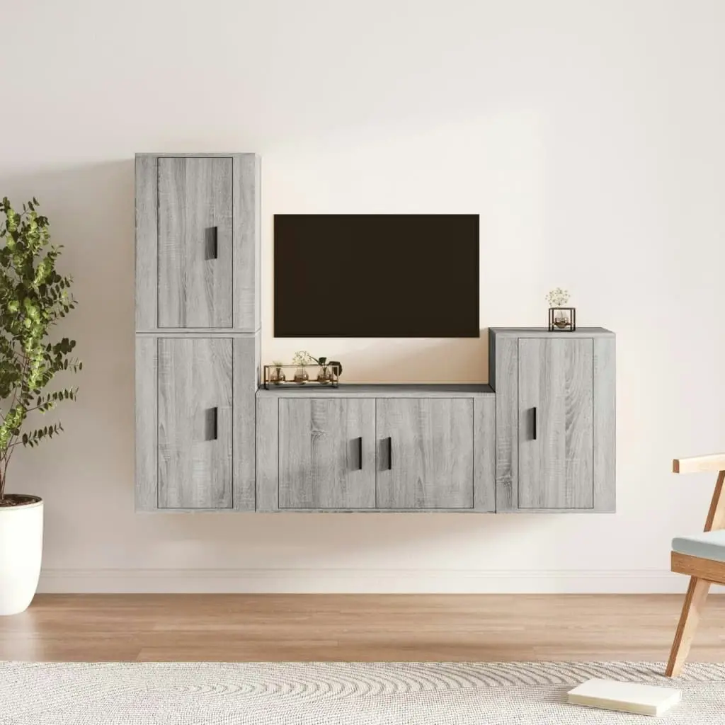 4 Piece TV Cabinet Set Grey Sonoma Engineered Wood 3188612