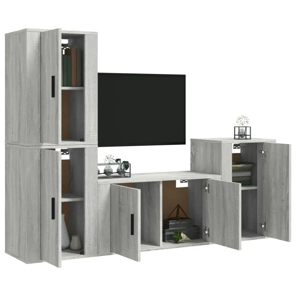 4 Piece TV Cabinet Set Grey Sonoma Engineered Wood 3188612