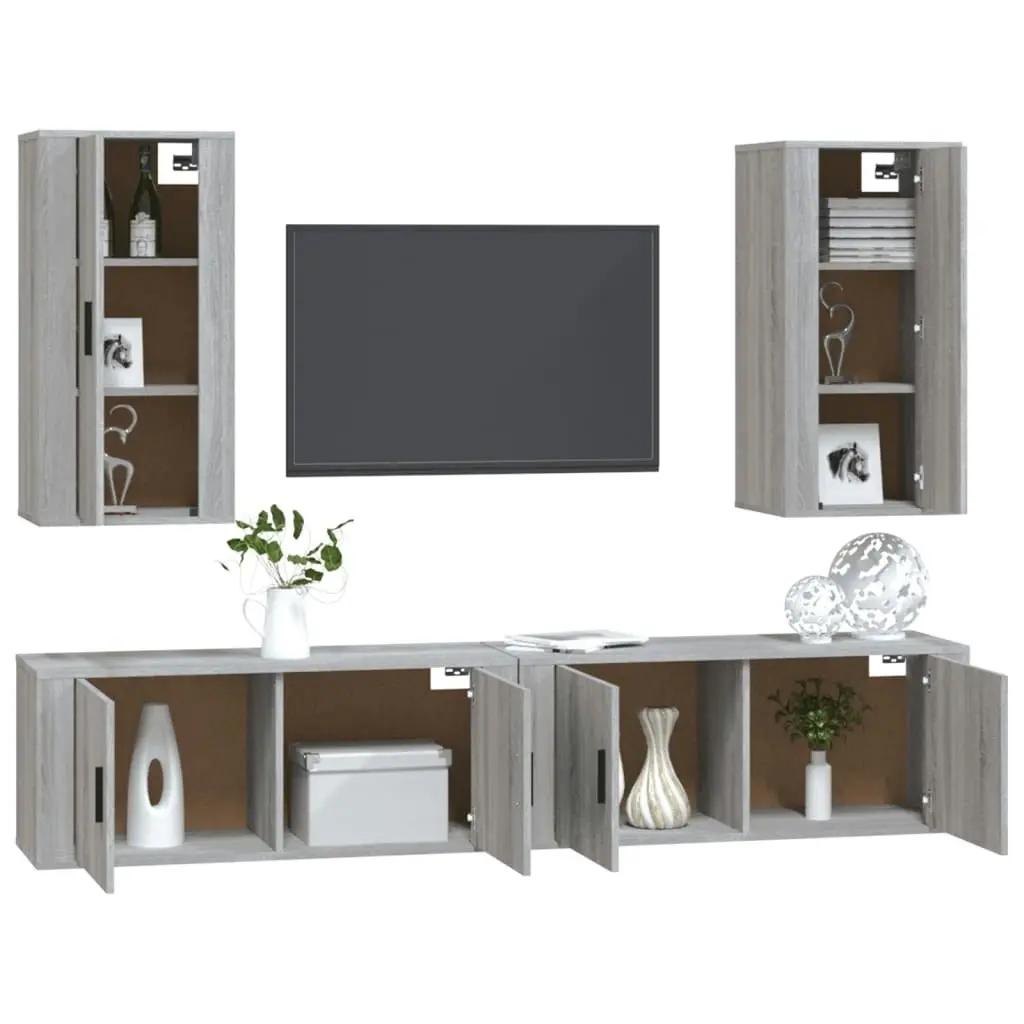 4 Piece TV Cabinet Set Grey Sonoma Engineered Wood 3188700