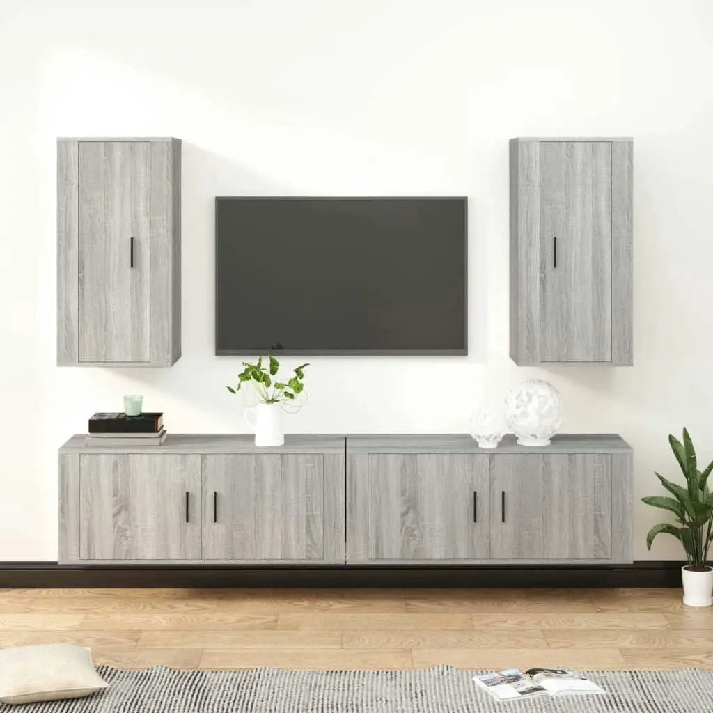 4 Piece TV Cabinet Set Grey Sonoma Engineered Wood 3188700