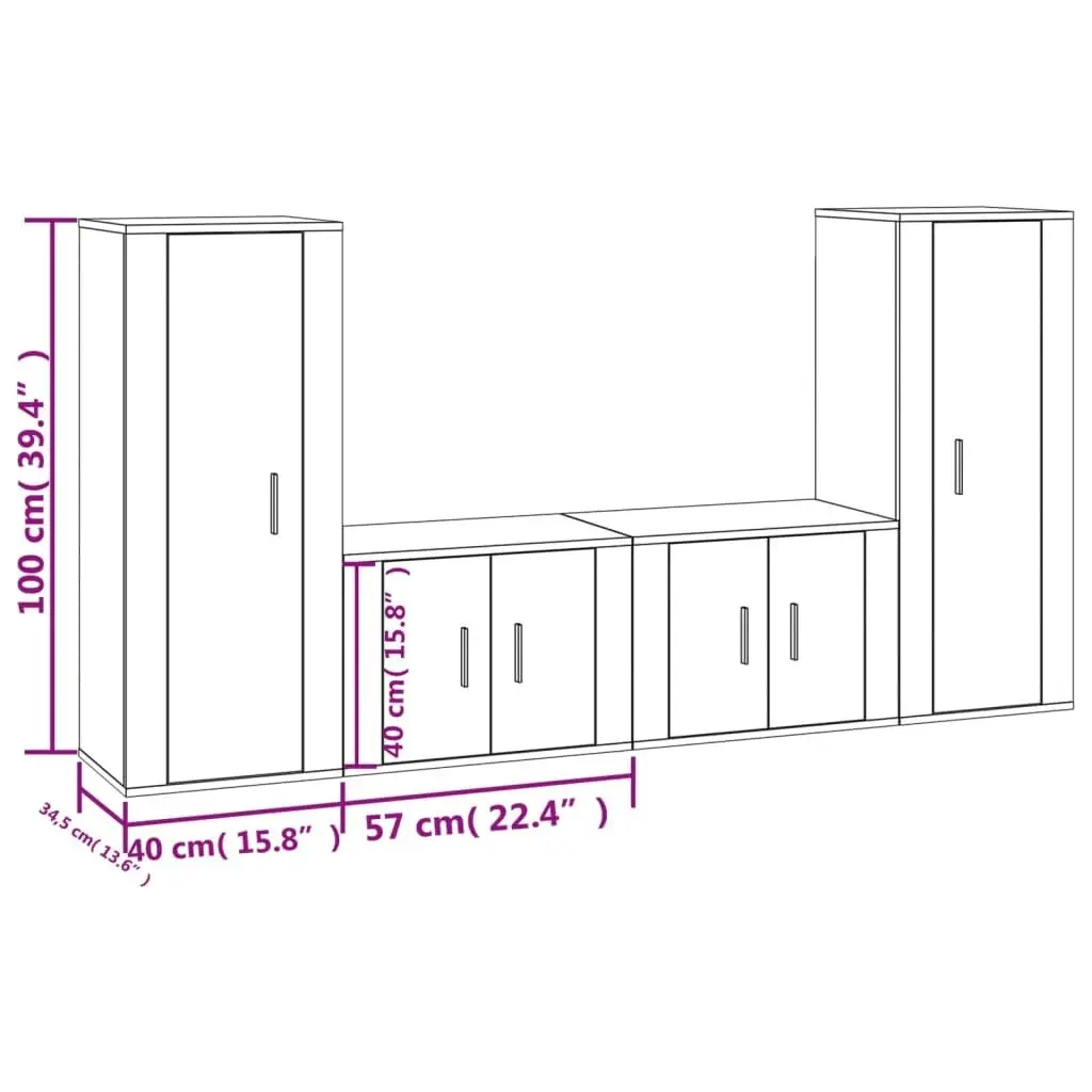 4 Piece TV Cabinet Set Grey Sonoma Engineered Wood 3188772