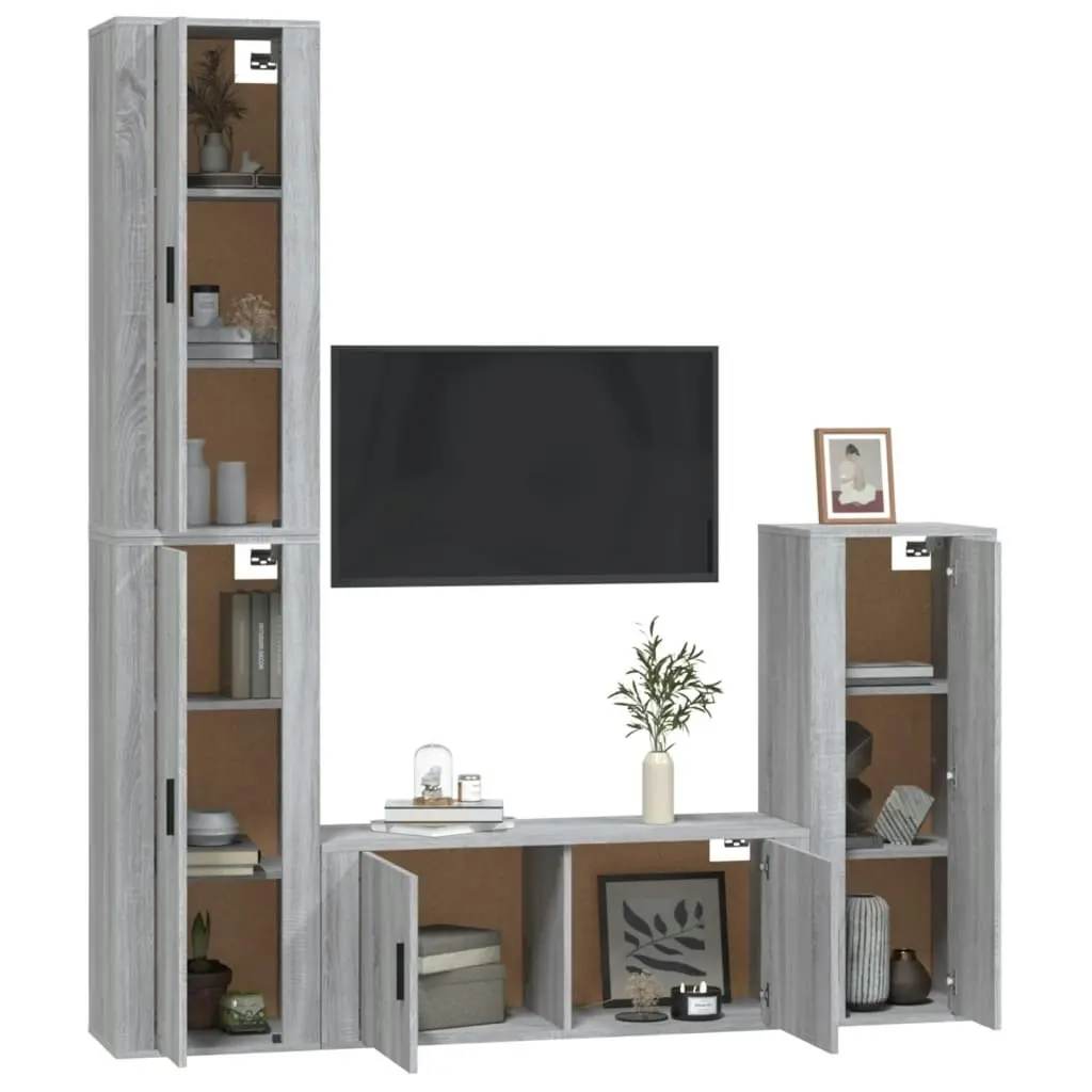 4 Piece TV Cabinet Set Grey Sonoma Engineered Wood 3188796