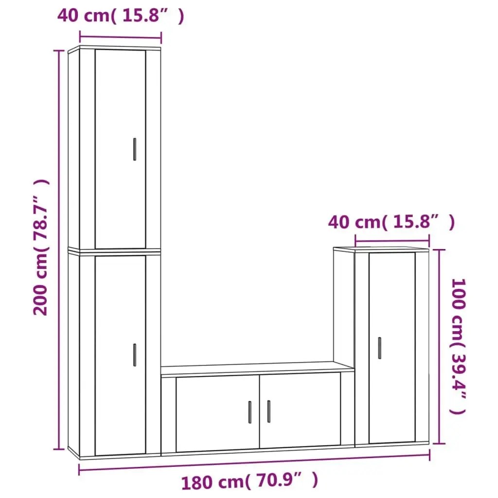 4 Piece TV Cabinet Set Grey Sonoma Engineered Wood 3188796