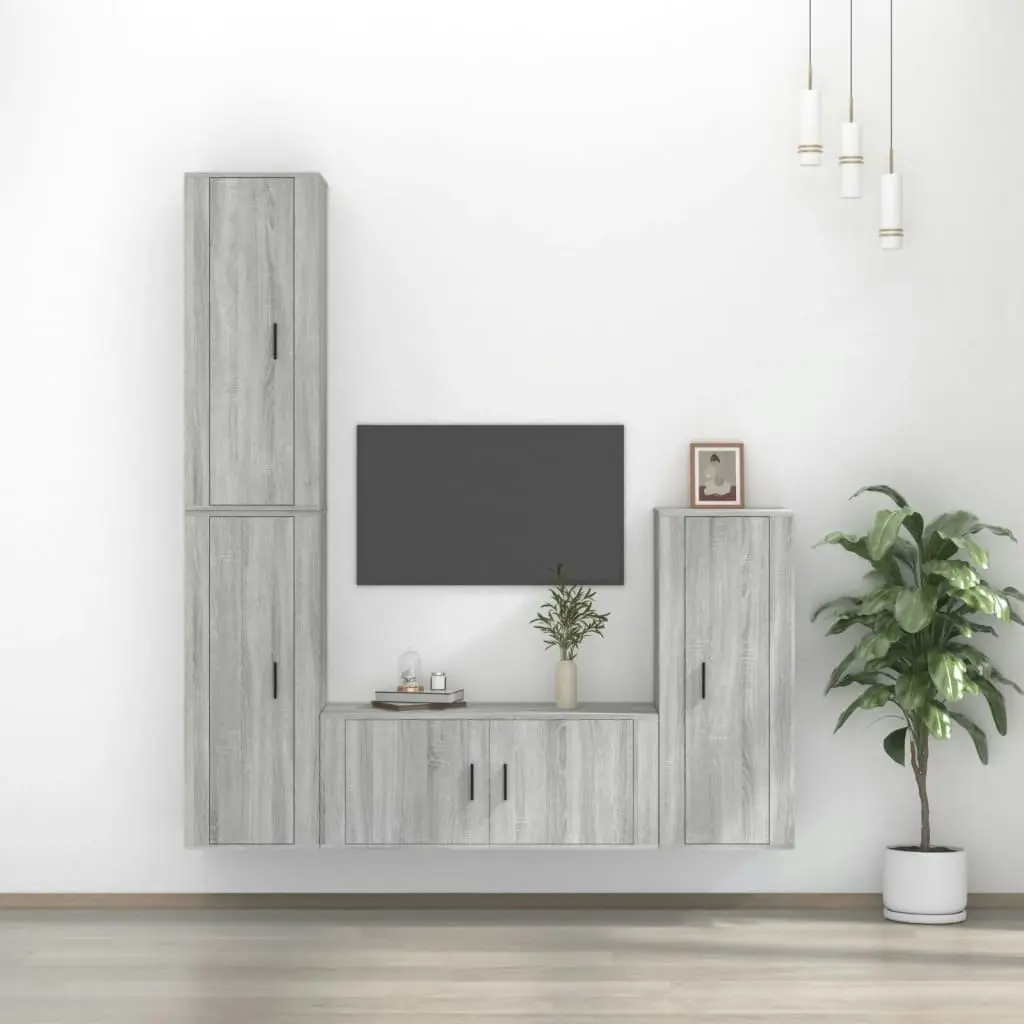 4 Piece TV Cabinet Set Grey Sonoma Engineered Wood 3188796