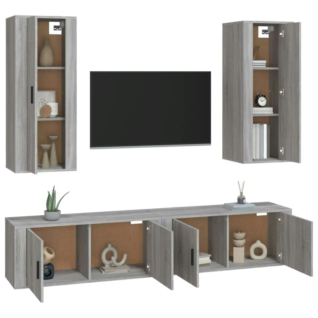 4 Piece TV Cabinet Set Grey Sonoma Engineered Wood 3188852