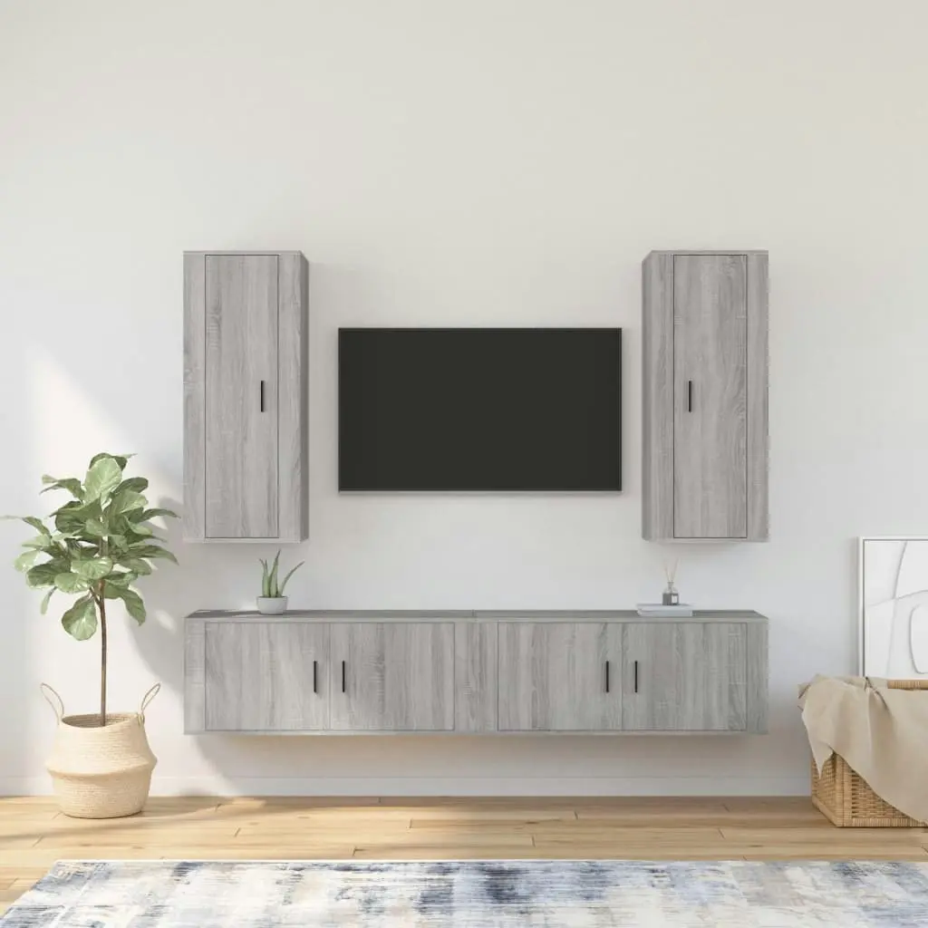 4 Piece TV Cabinet Set Grey Sonoma Engineered Wood 3188852