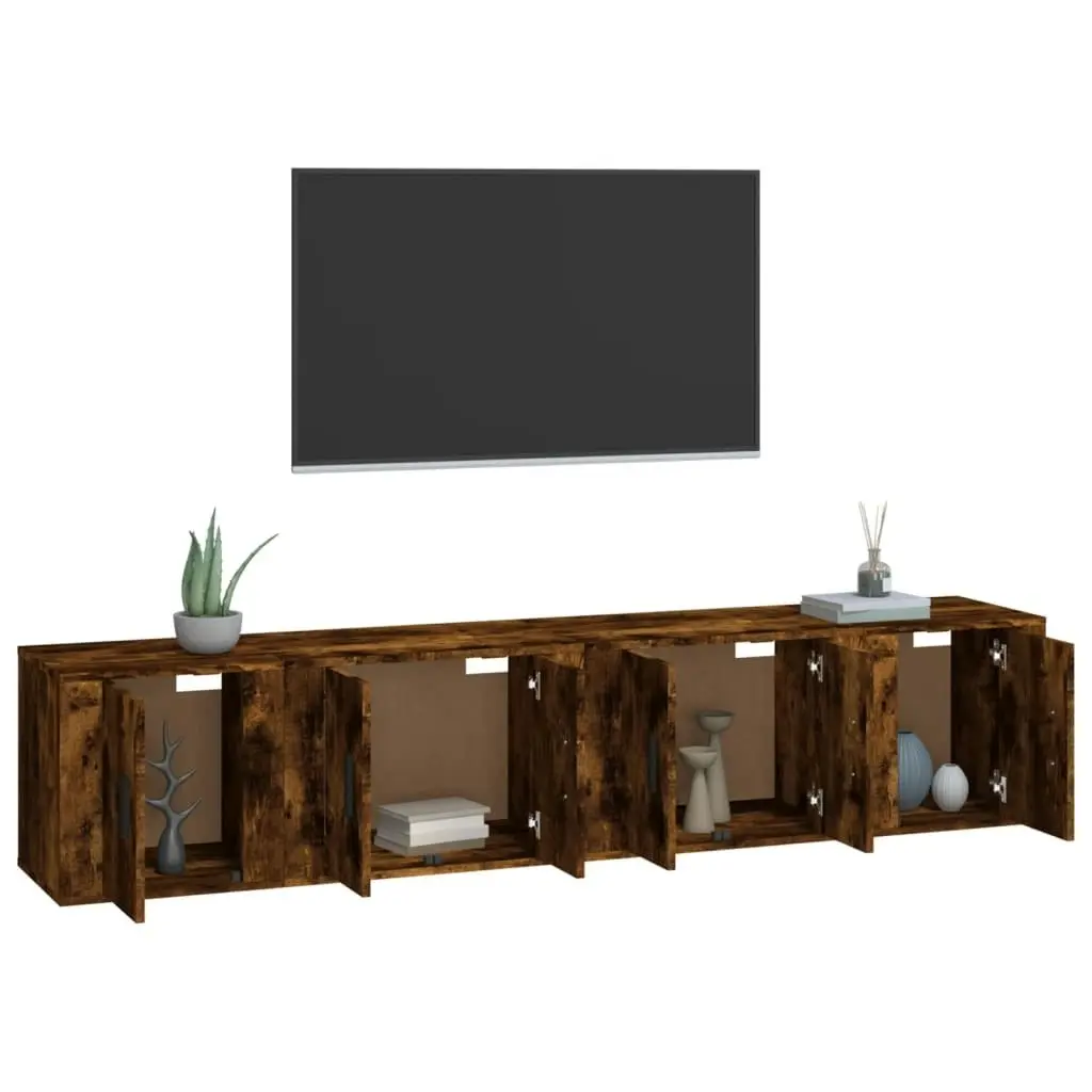 4 Piece TV Cabinet Set Smoked Oak Engineered Wood 3188435