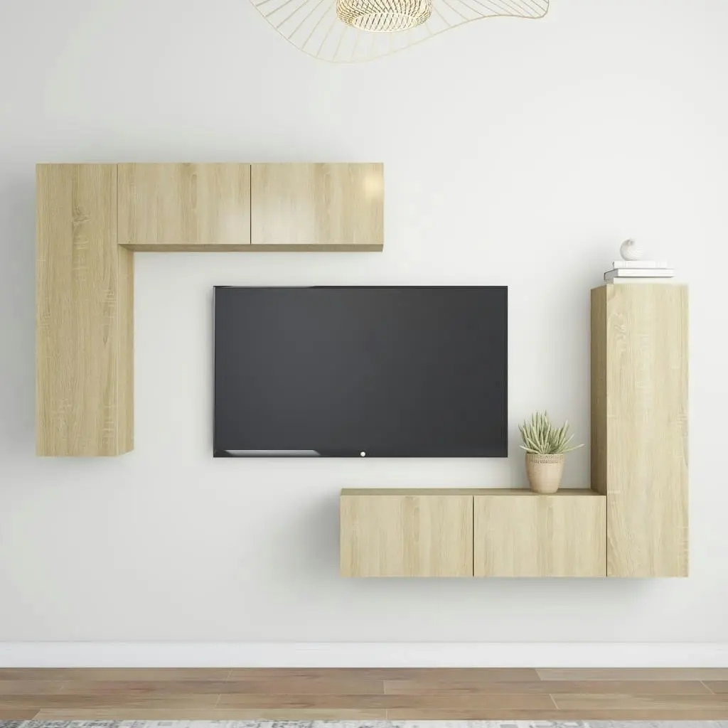 4 Piece TV Cabinet Set Sonoma Oak Engineered Wood 3079005