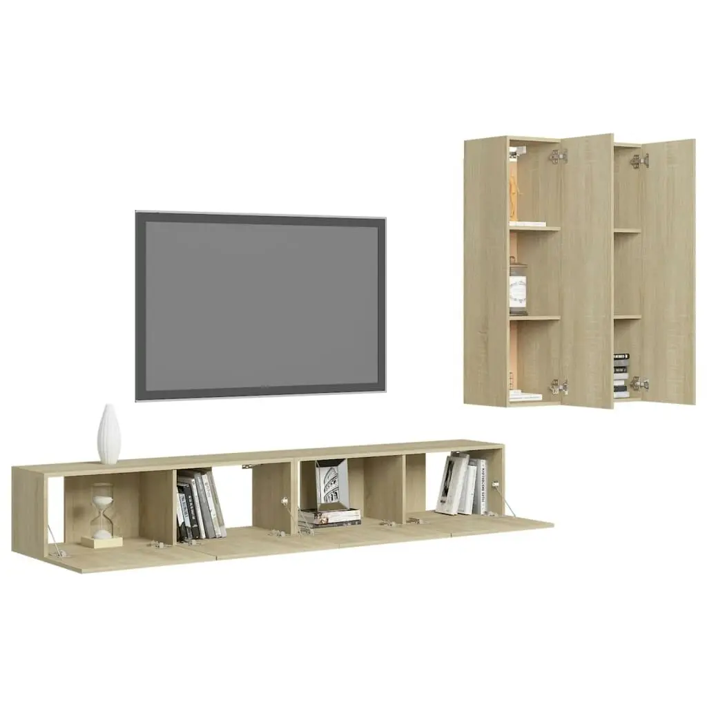 4 Piece TV Cabinet Set Sonoma Oak Engineered Wood 3079002