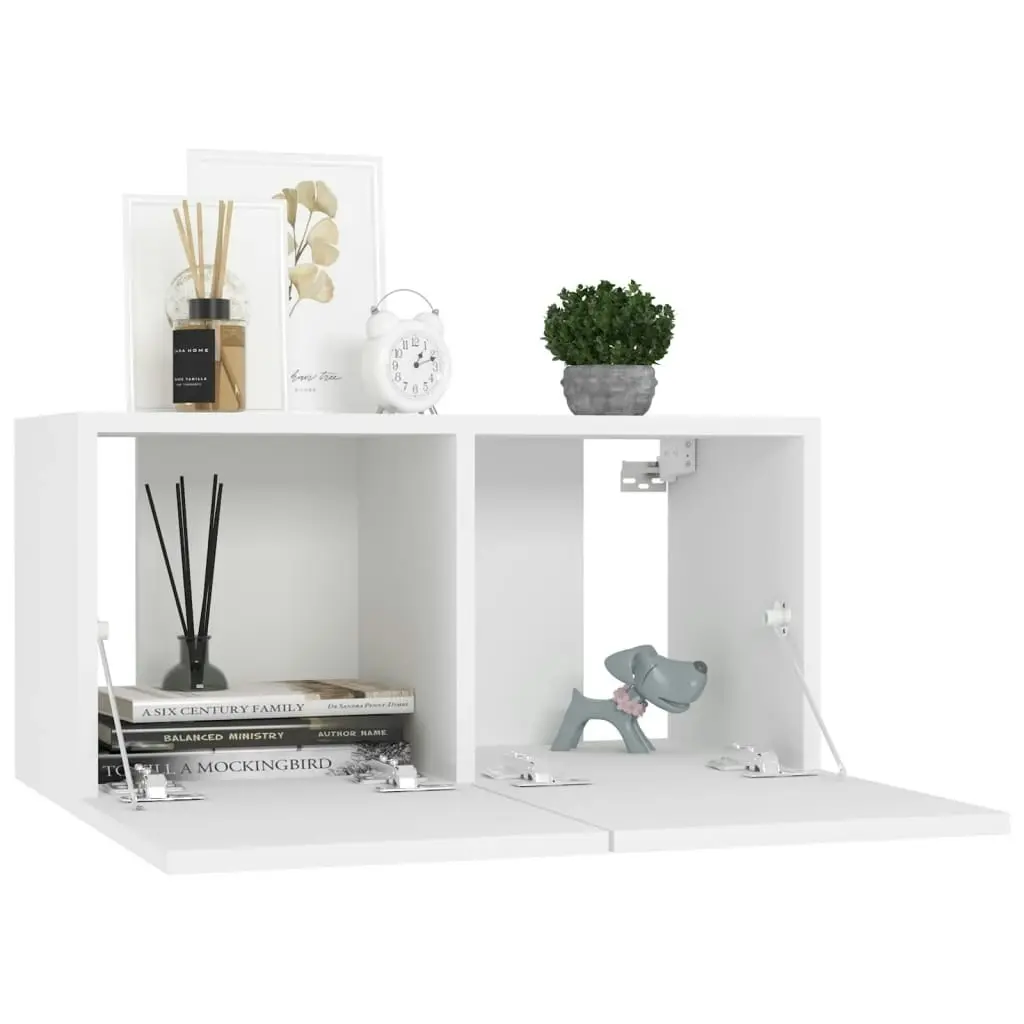 4 Piece TV Cabinet Set White Engineered Wood 3074453