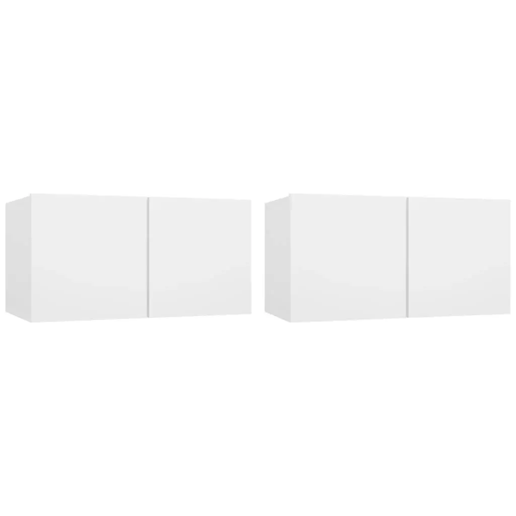 4 Piece TV Cabinet Set White Engineered Wood 3114526