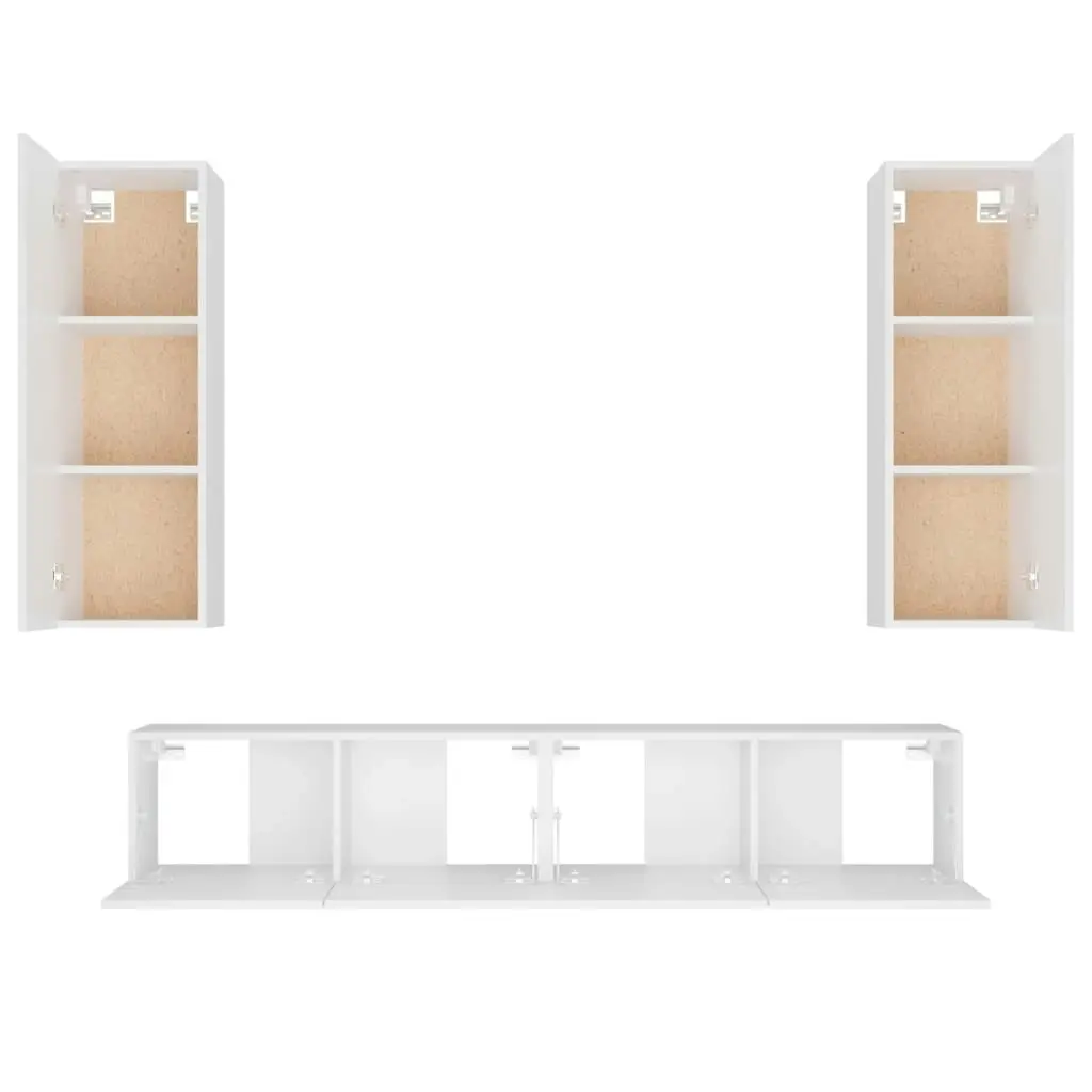 4 Piece TV Cabinet Set White Engineered Wood 3114198