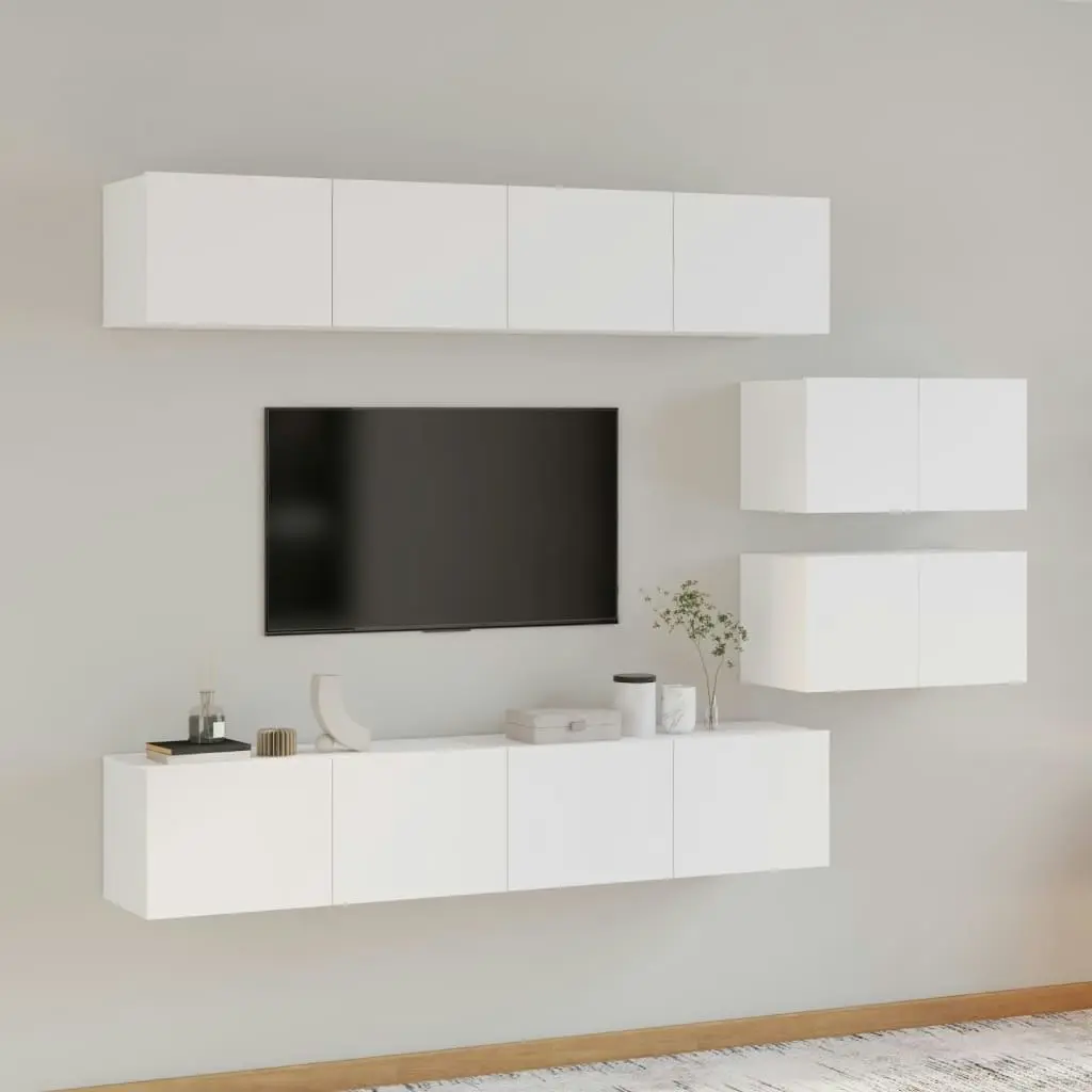 4 Piece TV Cabinet Set White Engineered Wood 3114598