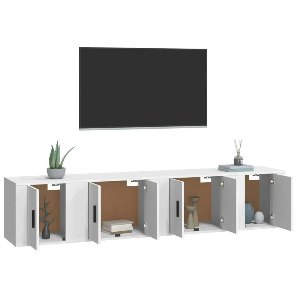 4 Piece TV Cabinet Set White Engineered Wood 3188430