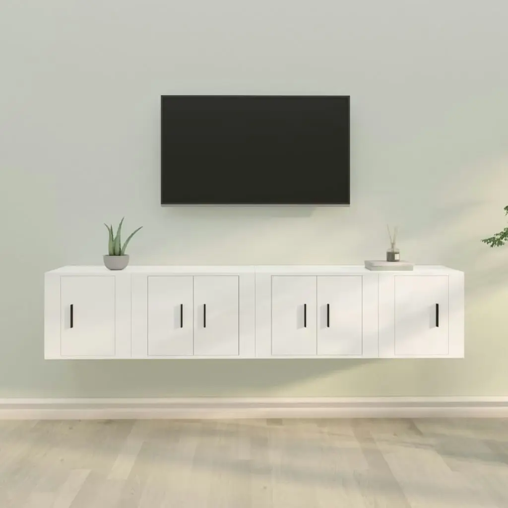 4 Piece TV Cabinet Set White Engineered Wood 3188430