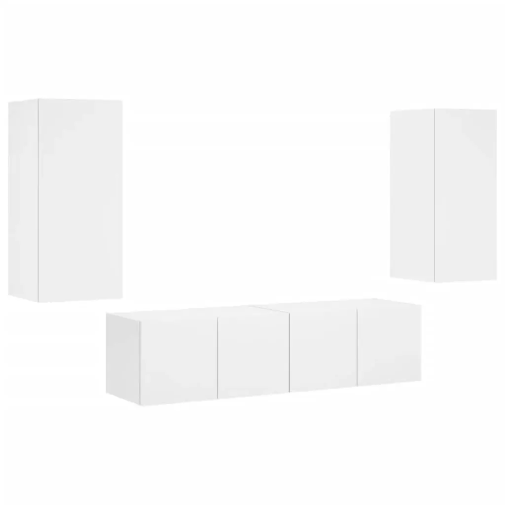 4 Piece TV Wall Units with LED White Engineered Wood 3216839