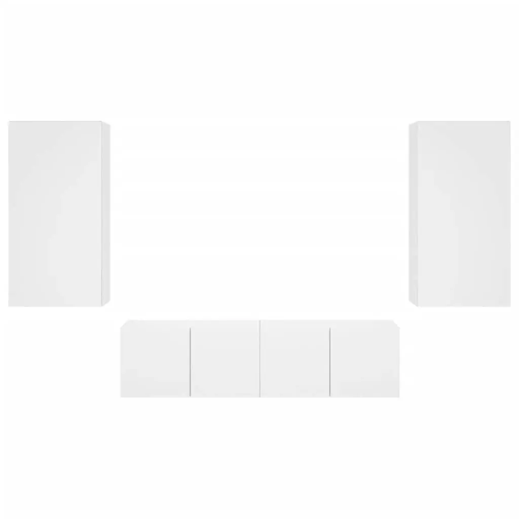 4 Piece TV Wall Units with LED White Engineered Wood 3216846