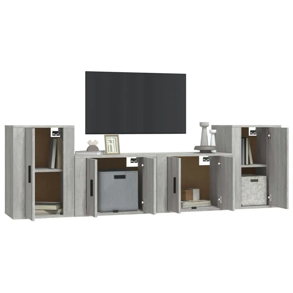 4 Piece TV Cabinet Set Grey Sonoma Engineered Wood 3188548