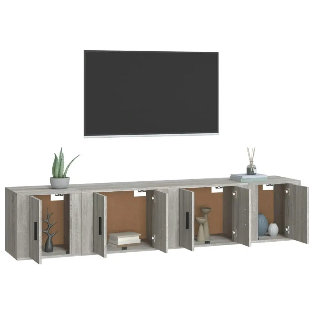 4 Piece TV Cabinet Set Grey Sonoma Engineered Wood 3188436