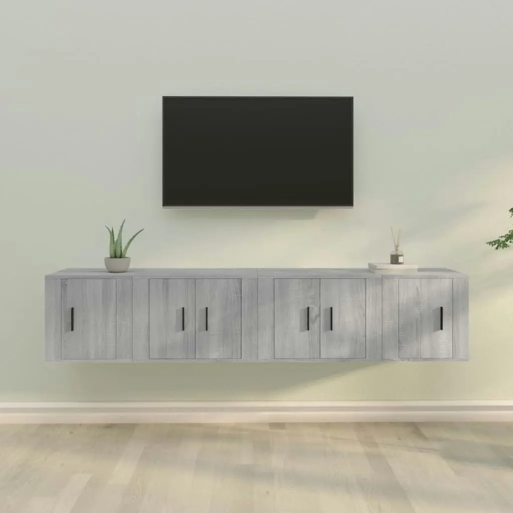 4 Piece TV Cabinet Set Grey Sonoma Engineered Wood 3188436