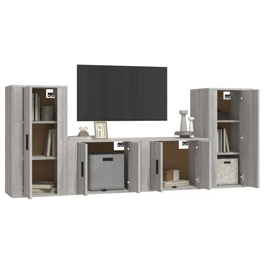 4 Piece TV Cabinet Set Grey Sonoma Engineered Wood 3188556