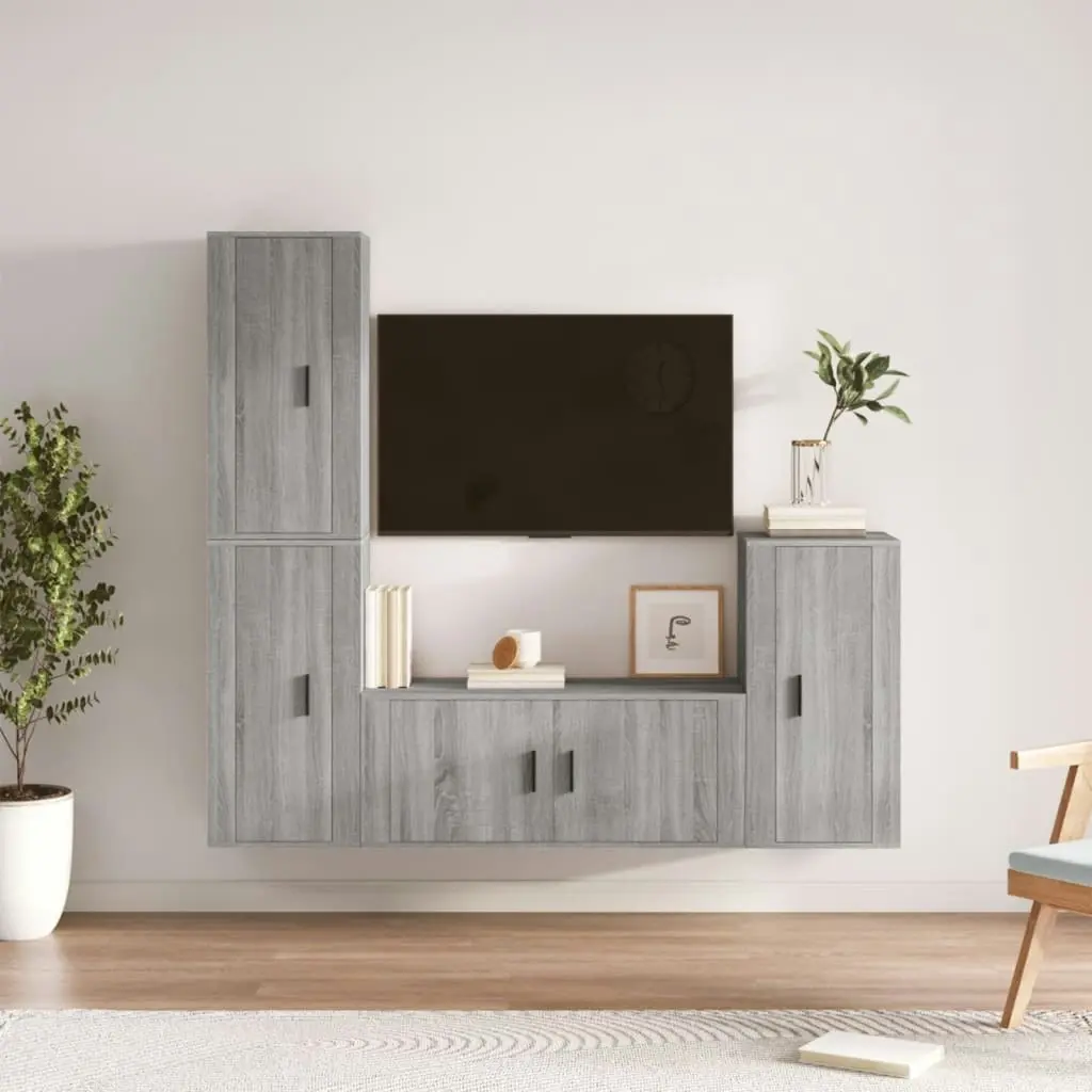 4 Piece TV Cabinet Set Grey Sonoma Engineered Wood 3188596