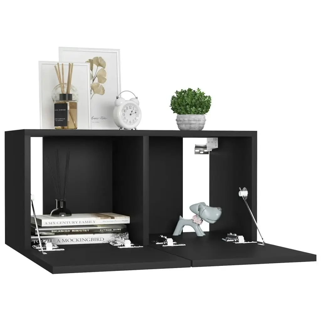 4 Piece TV Cabinet Set Black Engineered Wood 3078747