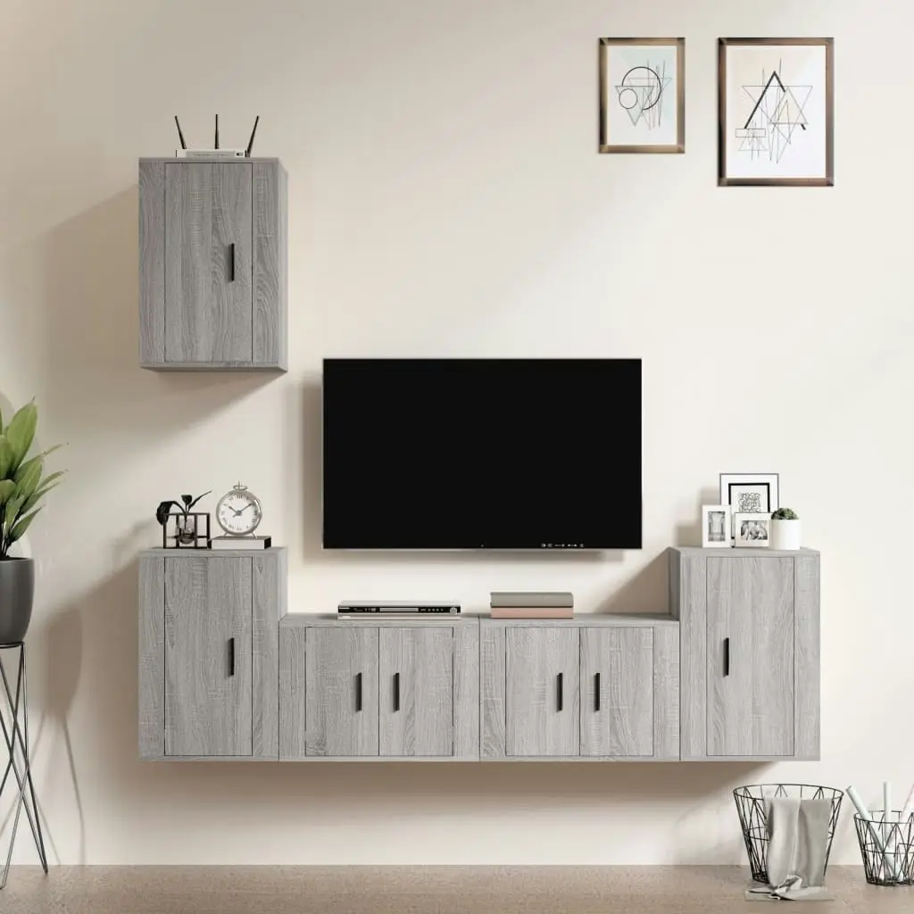 5 Piece TV Cabinet Set Grey Sonoma Engineered Wood 3188572