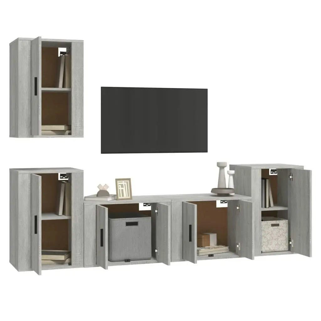 5 Piece TV Cabinet Set Grey Sonoma Engineered Wood 3188572