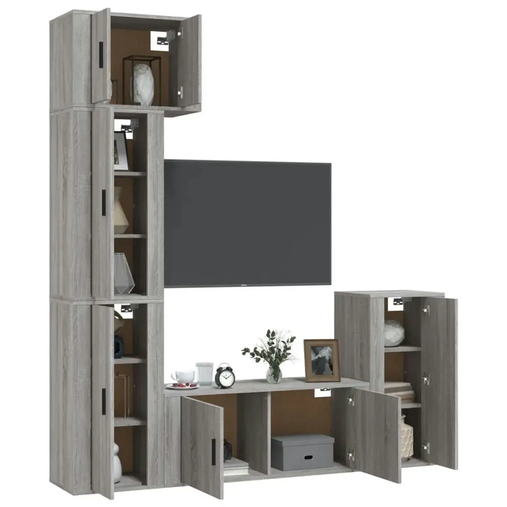 5 Piece TV Cabinet Set Grey Sonoma Engineered Wood 3188620