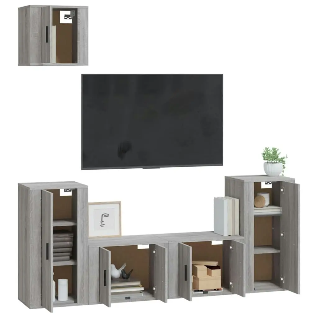 5 Piece TV Cabinet Set Grey Sonoma Engineered Wood 3188588