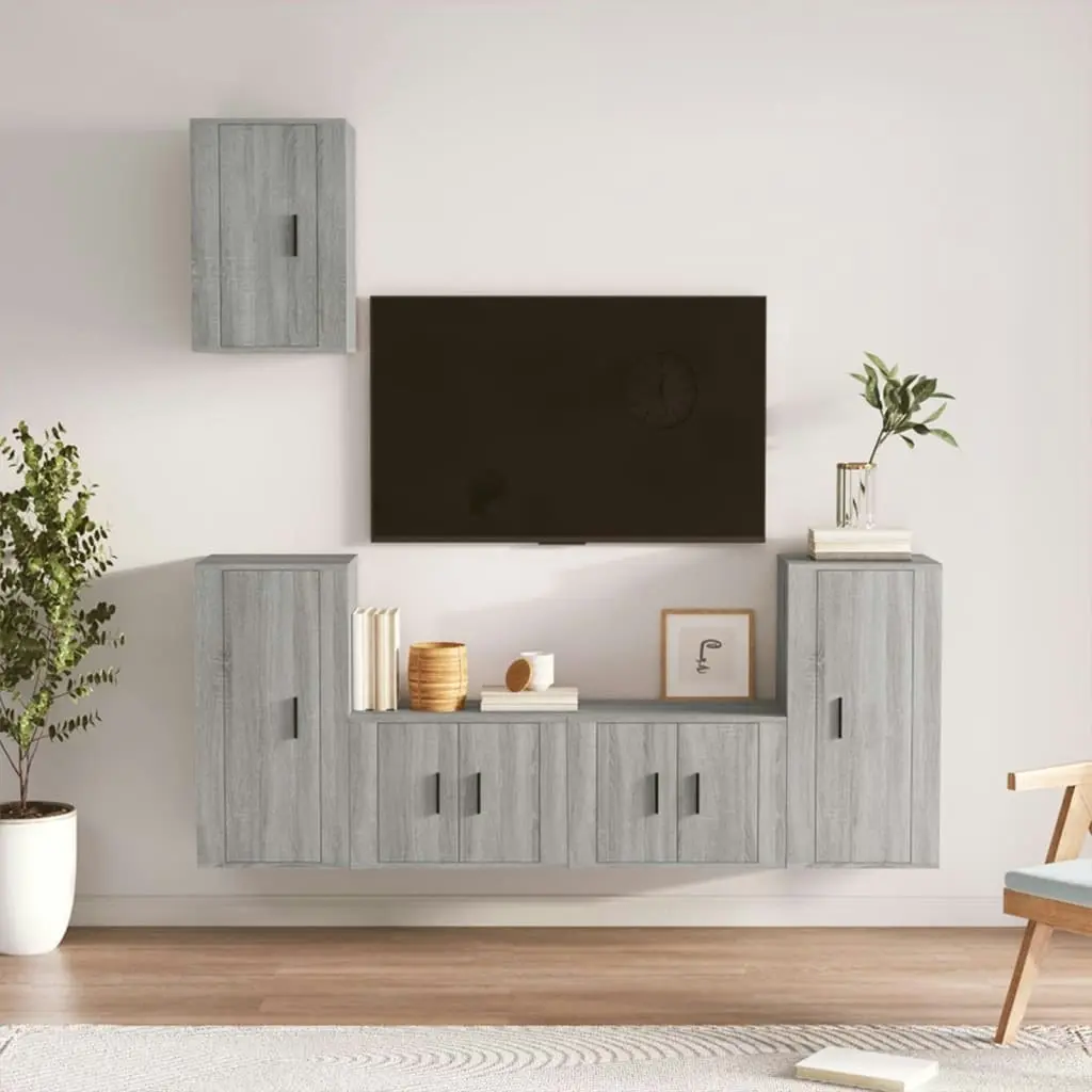 5 Piece TV Cabinet Set Grey Sonoma Engineered Wood 3188580