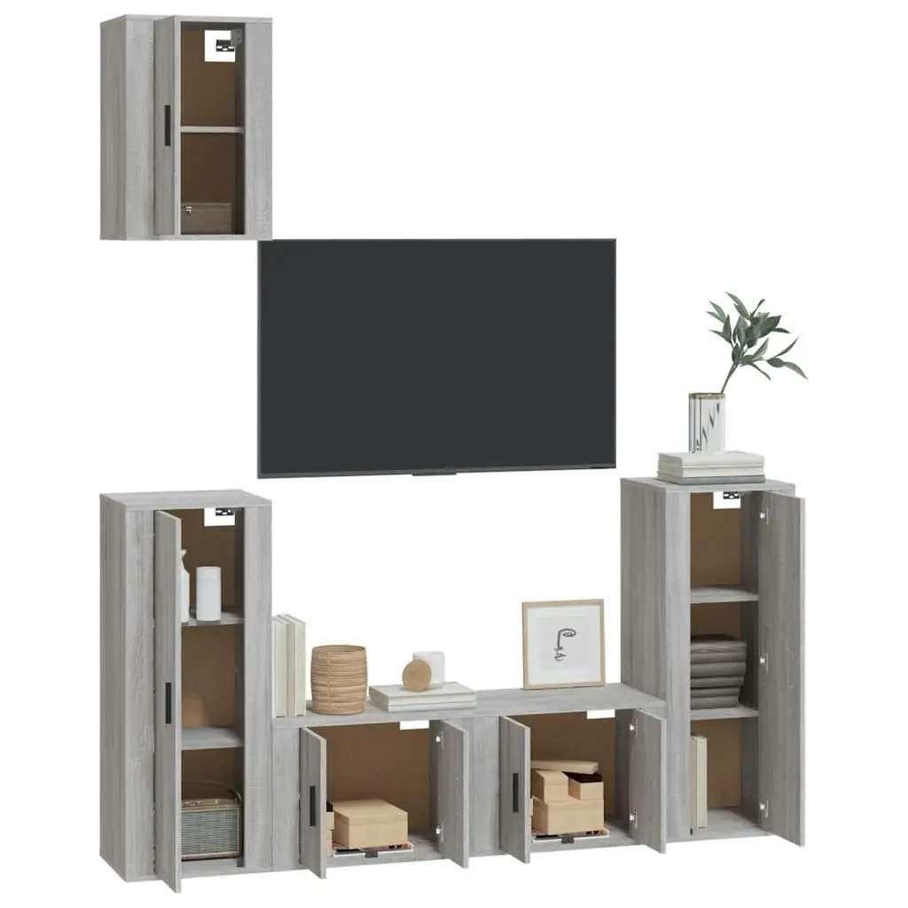 5 Piece TV Cabinet Set Grey Sonoma Engineered Wood 3188580