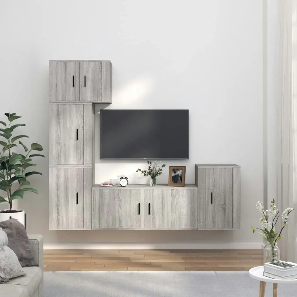 5 Piece TV Cabinet Set Grey Sonoma Engineered Wood 3188636