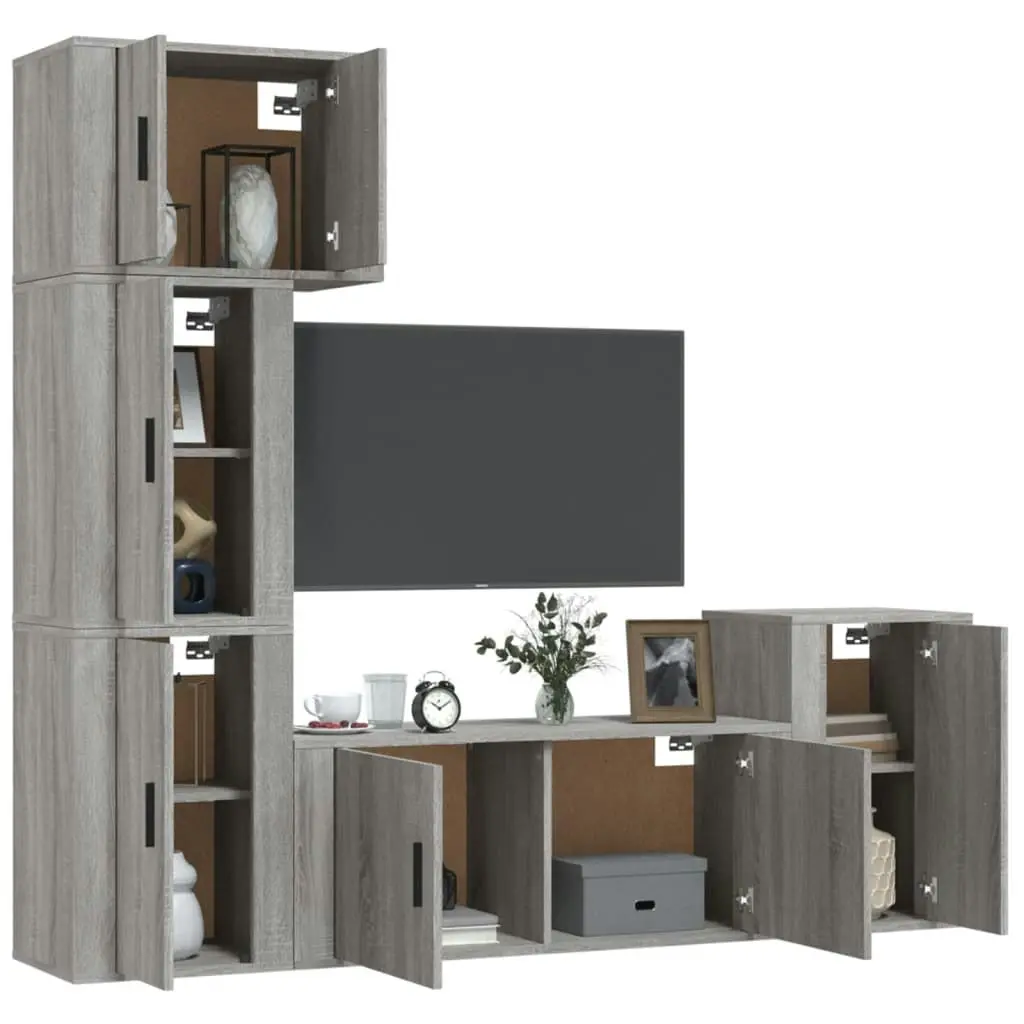 5 Piece TV Cabinet Set Grey Sonoma Engineered Wood 3188636