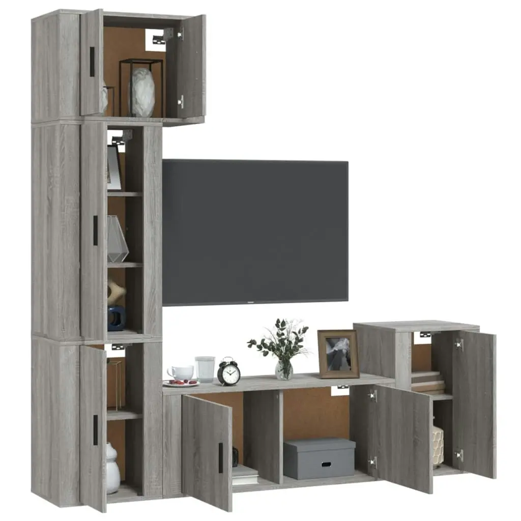 5 Piece TV Cabinet Set Grey Sonoma Engineered Wood 3188628