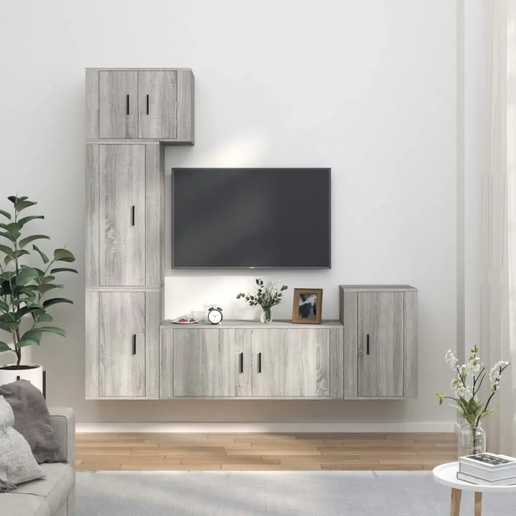 5 Piece TV Cabinet Set Grey Sonoma Engineered Wood 3188628