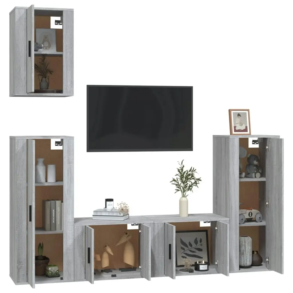 5 Piece TV Cabinet Set Grey Sonoma Engineered Wood 3188780