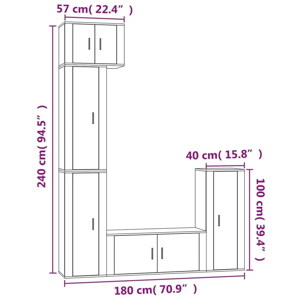 5 Piece TV Cabinet Set Sonoma Oak Engineered Wood 3188801