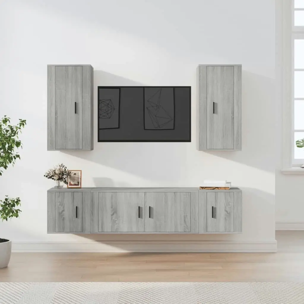 5 Piece TV Cabinet Set Grey Sonoma Engineered Wood 3188684