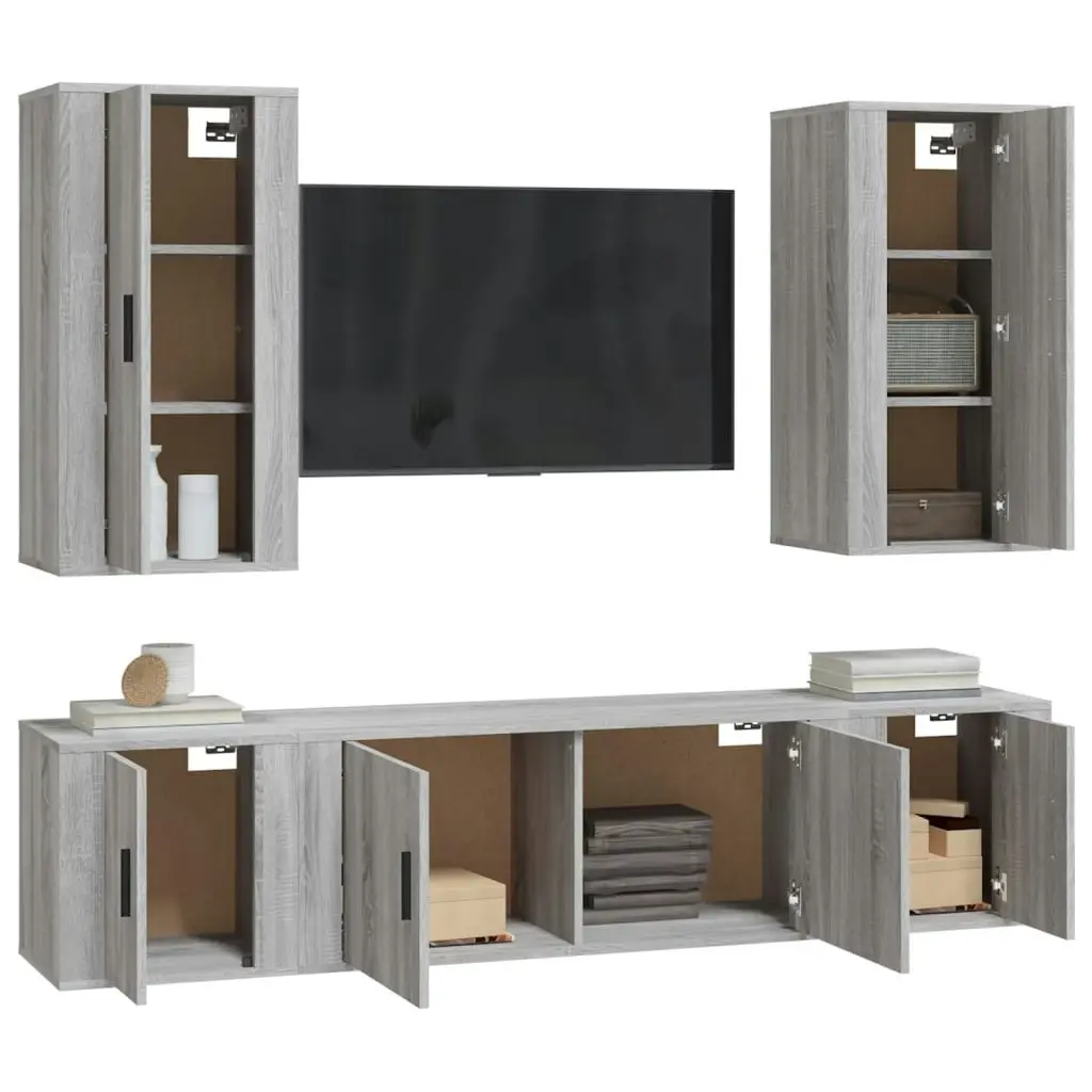 5 Piece TV Cabinet Set Grey Sonoma Engineered Wood 3188684