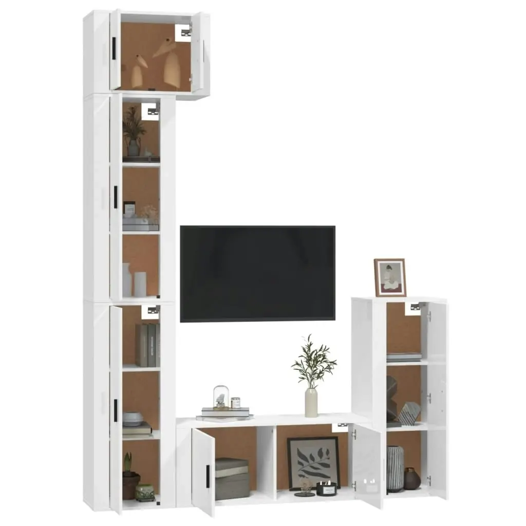 5 Piece TV Cabinet Set High Gloss White Engineered Wood 3188800