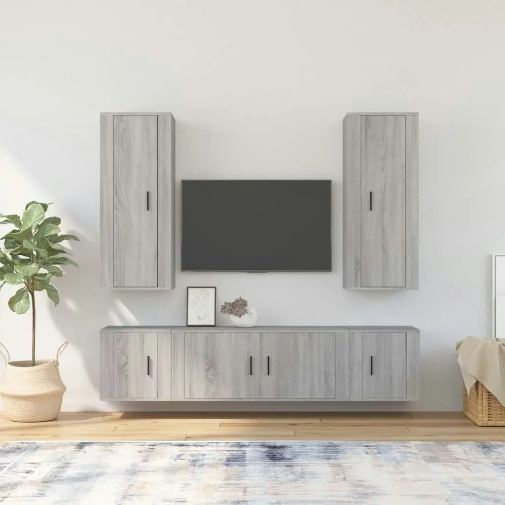 5 Piece TV Cabinet Set Grey Sonoma Engineered Wood 3188836