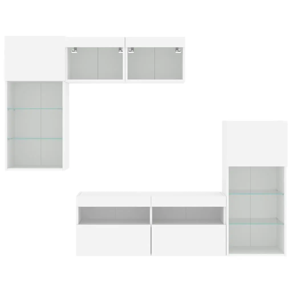 5 Piece TV Wall Units with LED White Engineered Wood 3216725